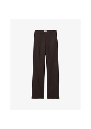 Womens Claudie Pierlot Straight-Leg Mid-Rise Stretch Wool-Blend Trousers