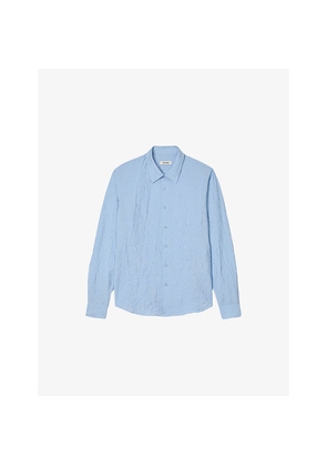 Mens Sandro Crinkled-Texture Regular-Fit Woven Shirt