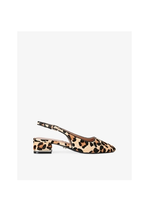 Womens Carvela Bello Leopard-Print Calf-Hair Slingback Courts
