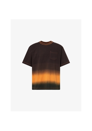 Mens Sacai Tie-Dye Patch-Pocket Cotton-Jersey T-Shirt