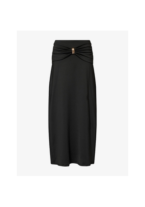 Womens 4th & Reckless Lyra Knot-Front Stretch-Woven Midi Skirt