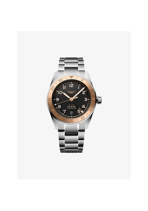 Mens Longines L3.803.5.53.6 Spirit Zulu Time 1925 Stainless-Steel and 18ct Rose Gold Cap 39mm Automatic Watch