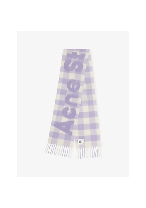 Womens Acne Studios Script Checked Wool-Blend Scarf
