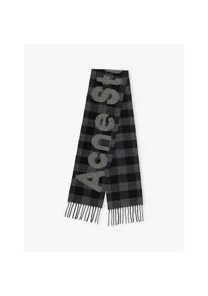 Womens Acne Studios Script Checked Wool-Blend Scarf