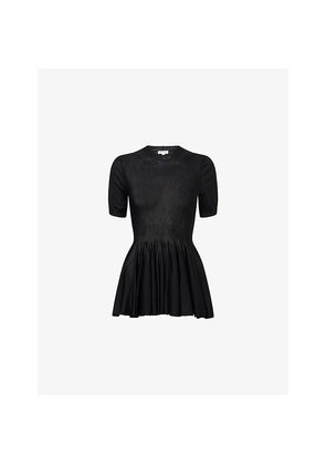 Womens Alaia Short-Sleeve Peplum Wool Top