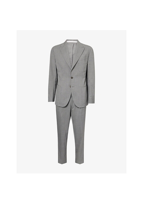 Mens Eleventy Notch-Lapels Tapered-Leg Silk-Wool Suit
