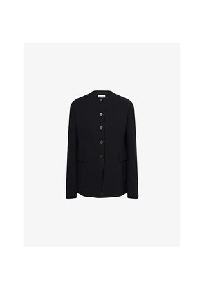 Womens Khaite Jamerson Round-Neck Woven Blazer