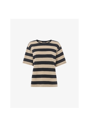 Womens Whistles Wide-Striped Short-Sleeve Cotton T-Shirt