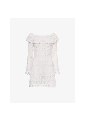 Womens Rixo Envalira Cotton-Crochet Mini Dress