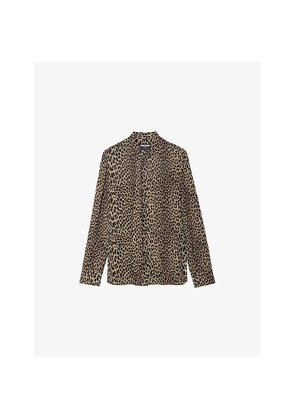 Womens Zadig&Voltaire Tulba Leopard-Print Satin Shirt