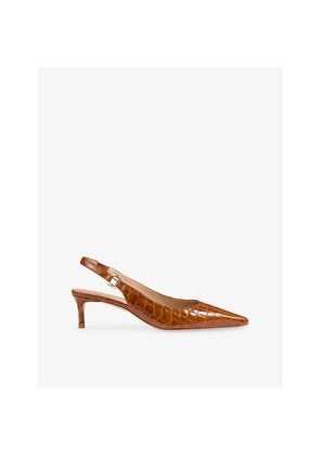 Womens LK Bennett Lettie Crocodile-Embossed Leather Slingback Courts