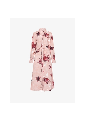 Womens Erdem Floral-Print Long-Sleeve Cotton Midi Shirt Dress