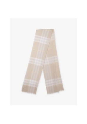 Womens Burberry Wide-Check Reversible Wool Scarf