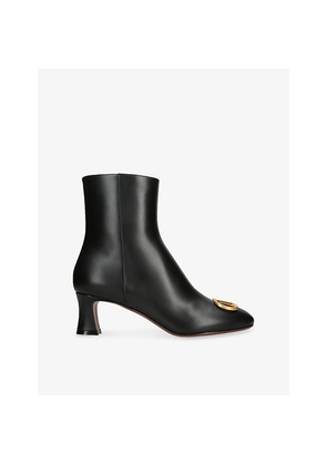 Womens Valentino Garavani Vlogo Signature 55 Leather Heeled Ankle Boots