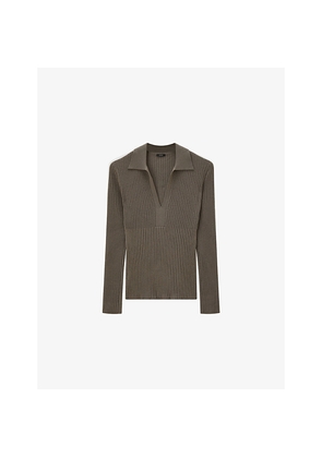 Womens Joseph Merino Rib Knit Polo Top