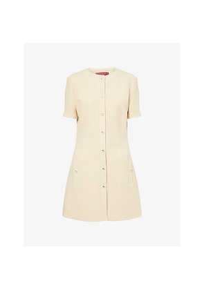 Womens Gucci Short-Sleeve Textured Wool Mini Dress