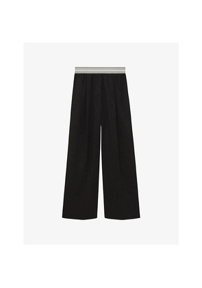 Womens Reiss Camelia Striped-Waistband Wide-Leg Woven Trousers