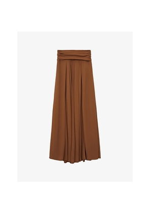 Womens Reiss Saffron Ruched-Waist Pleated Woven Maxi Skirt