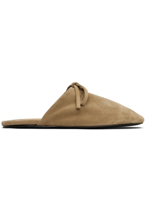 MARIE ADAM-LEENAERDT Beige Bow Suede Slippers