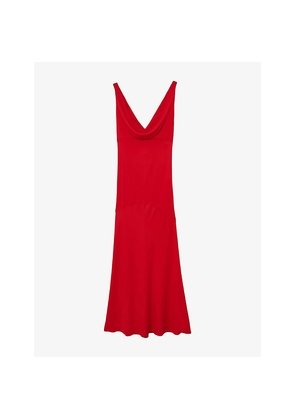 Womens Reiss Vanessa Cowl-Neck Sleeveless Stretch-Woven Maxi Dress