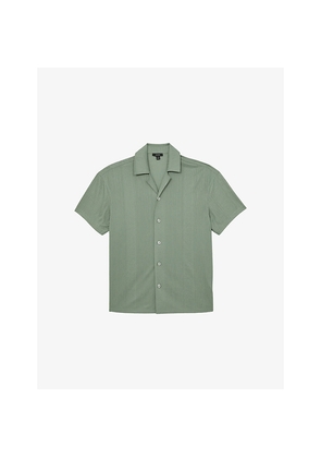 Mens Reiss Ando Cuban-Collar Jacquard Stretch-Woven Shirt