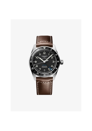 Mens Longines L3.802.4.53.2 Spirit Zulu Time Ceramic Bezel Stainless-Steel Automatic Watch