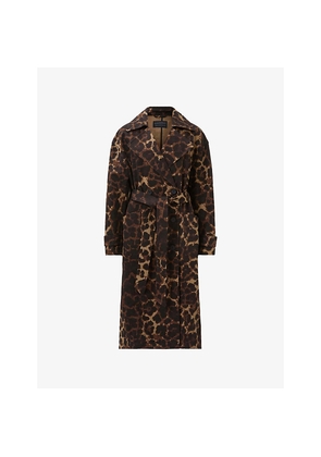 Womens Allsaints Abel Leopard-Print Cotton Trench Coat
