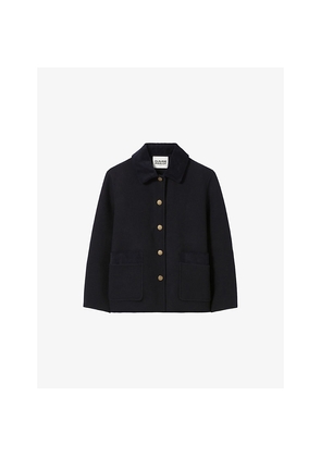 Womens Claudie Pierlot Cropped Side-Pocket Wool-Blend Coat
