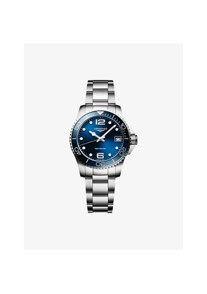 Mens Longines L3.370.4.96.6 Hydroconquest Gmt 32mm Ceramic Bezel Stainless-Steel Quartz Watch
