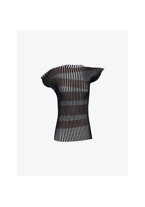 Womens Issey Miyake Stripe Plating Knitted Top