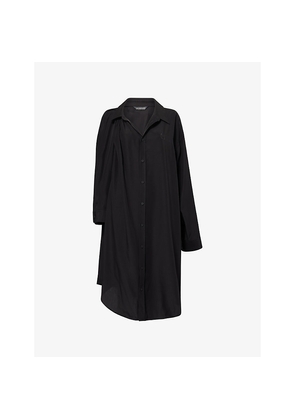 Womens Balenciaga One-Shoulder Logo-Embroidered Woven Mini Shirt Dress