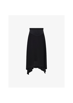 Womens Stella Mccartney Asymmetric-Hem High-Rise 6Silk Midi Skirt