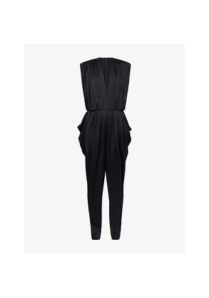 Womens Stella Mccartney Sleeveless Draped Satin Jumpsuit