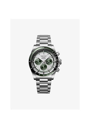Mens Longines L3.835.4.02.6 Conquest Chronograph Ceramic Bezel Matt Green Stainless-Steel Automatic Watch