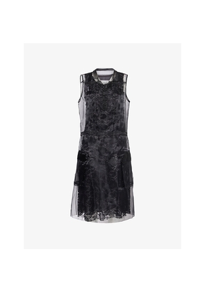 Womens Maison Margiela Layered Sleeveless Lace and Tulle Midi Dress