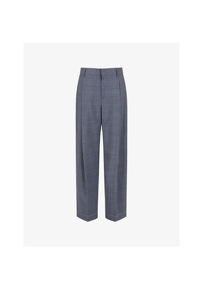 Womens Marni Checked Wide-Leg Mid-Rise Cotton Trousers