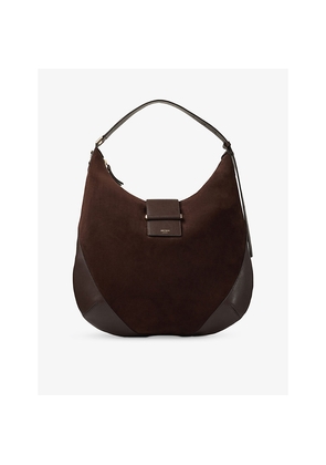 Womens Jimmy Choo Bar Hobo Medium Suede and Leather Shoulder Bag