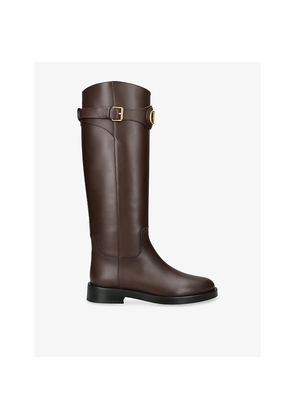Womens Valentino Garavani Vlogo Leather Knee-High Boots