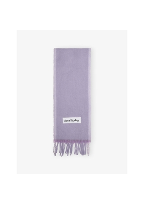 Womens Acne Studios Check Fringe Wool-Blend Scarf