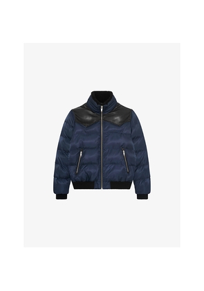 Mens The Kooples Leather-Yoke Padded Shell Puffer Jacket