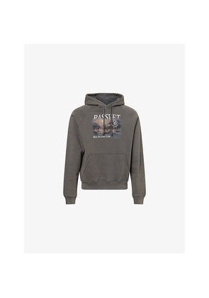 Mens Rassvet Horses Print Raglan-Sleeve Cotton-Blend Hoody