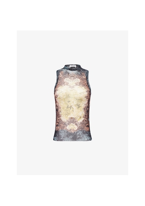 Womens Jean Paul Gaultier Printed Sleeveless Woven Top