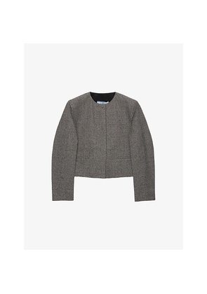 Womens Prada Single-Breasted Princes Of Wales Wool-Blend Jacket