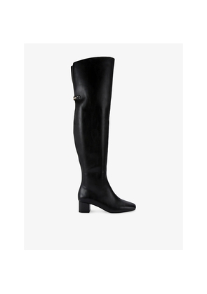 Womens Carvela Cleo Faux-Leather Block-Heel Over-The-Knee Boots