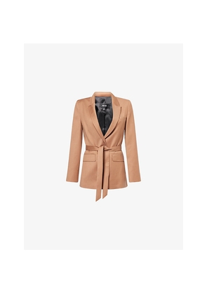 Womens Me And Em The Fluid Wool-Blend Blazer + Belt
