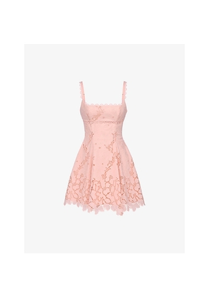 Womens House of CB Isla Floral-Pattern Woven Mini Dress