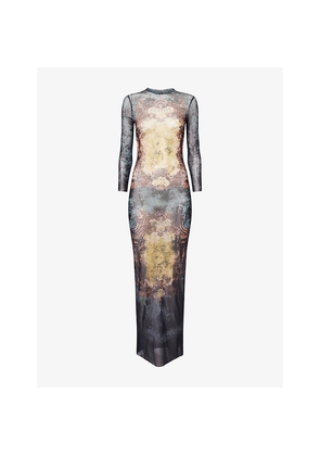 Womens Jean Paul Gaultier Printed Long-Sleeves Woven Midi Dress