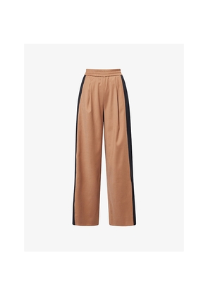 Womens Me And Em Contrast-Panel Straight-Leg Stretch-Wool Blend Trousers