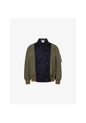 Mens Sacai Contrast-Panel Relaxed-Fit Shell-Down Jacket