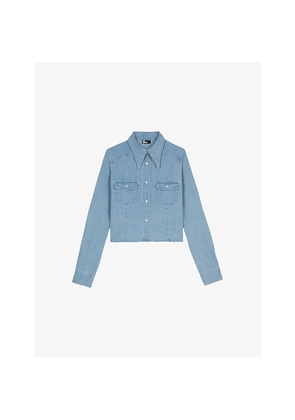 Womens The Kooples Long-Sleeve Slim-Fit Denim Shirt